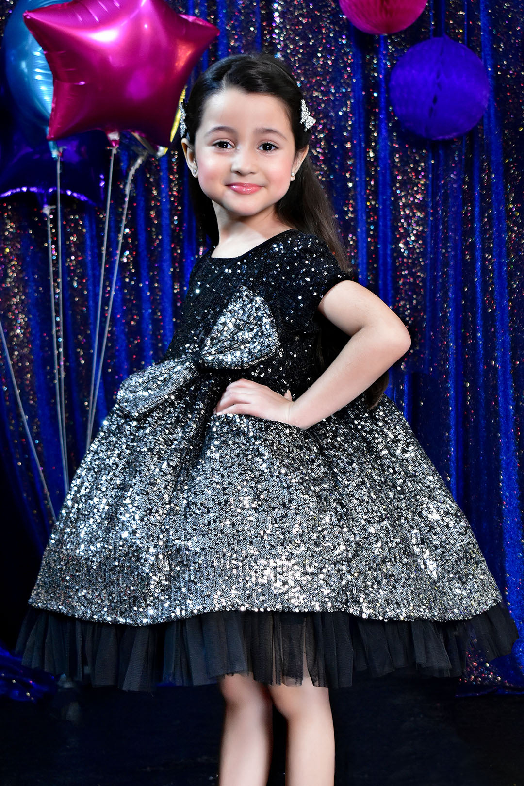 Two Tone Glitter Net Sequins Frock | BIRTHDAY BASH | F2198