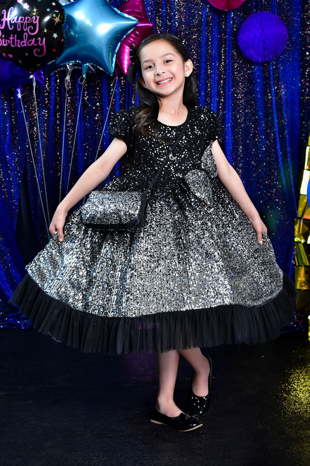 Two Tone Glitter Net Sequins Frock | BIRTHDAY BASH | F2198