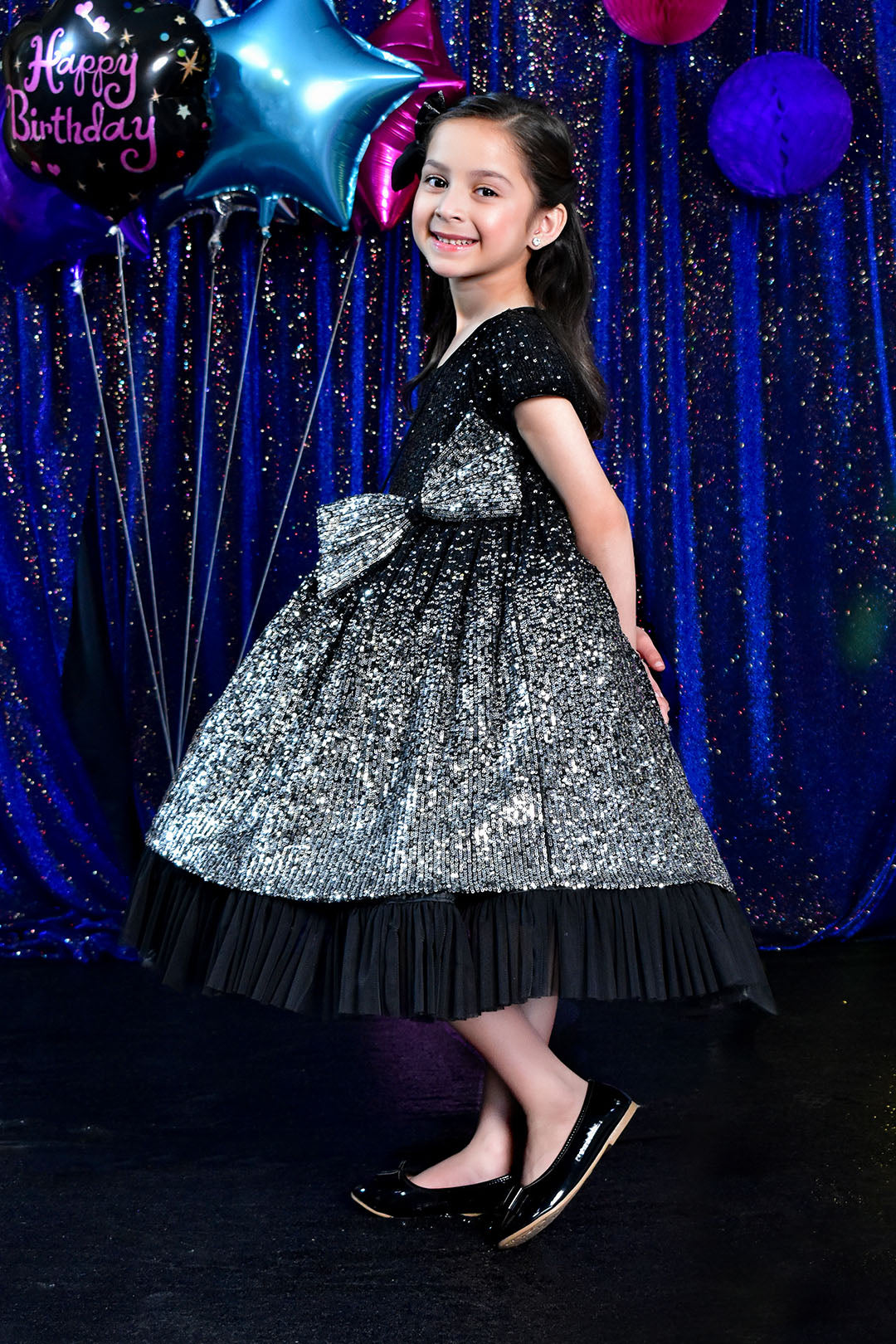 Two Tone Glitter Net Sequins Frock | BIRTHDAY BASH | F2198