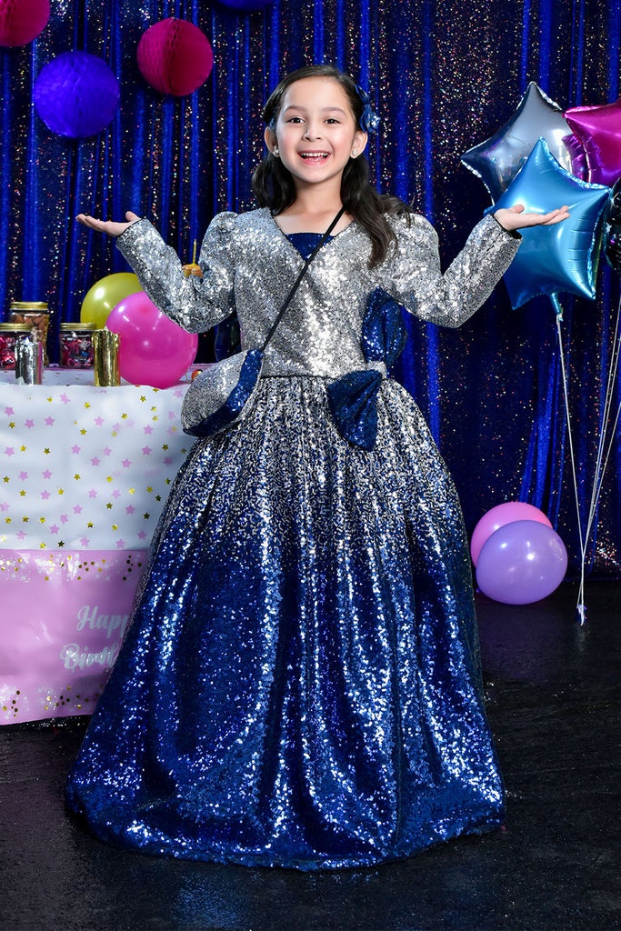 Two Tone Sequins Long Gown Western Maxi BIRTHDAY BASH WM3152 SANA S