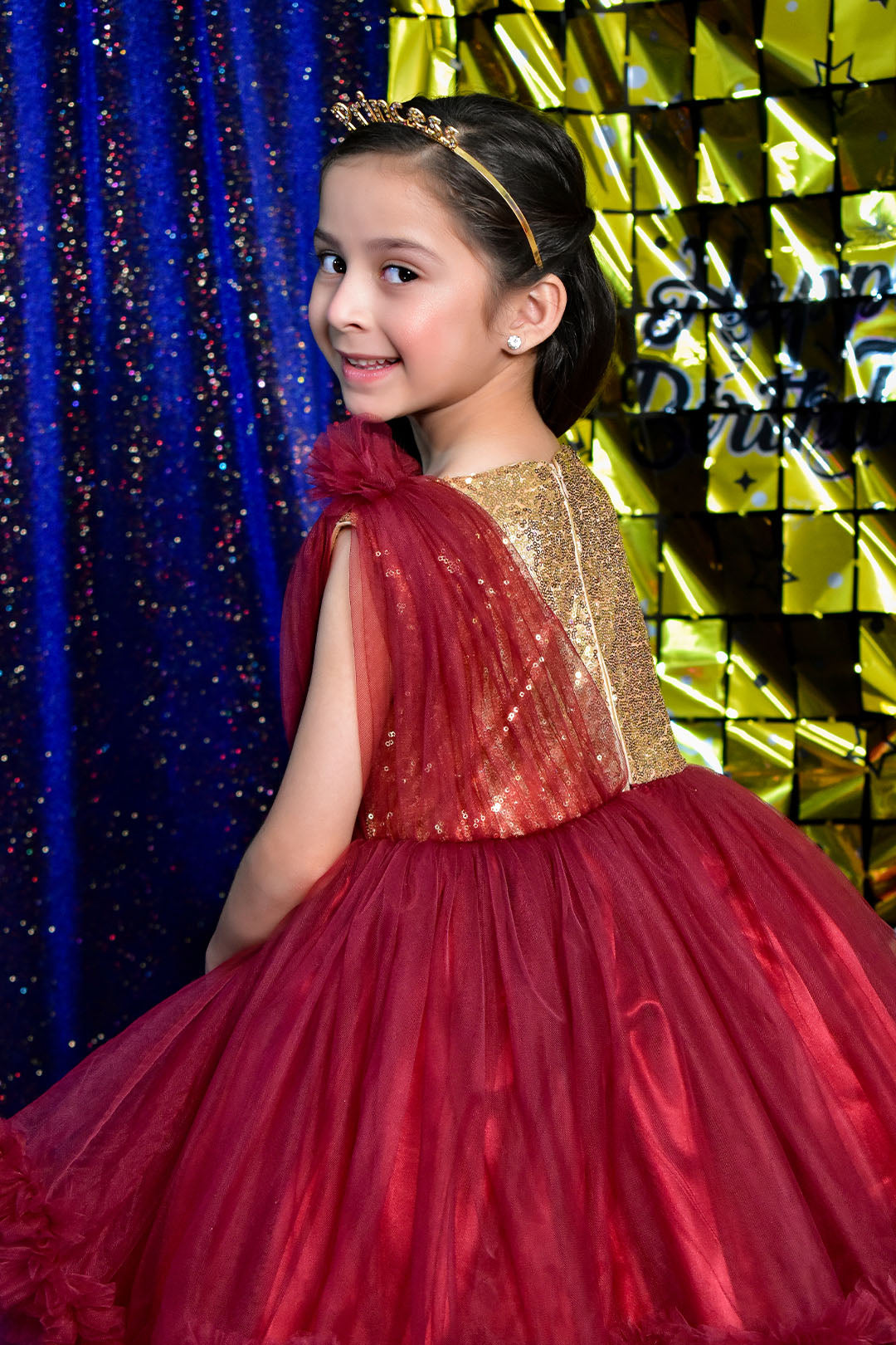 Sequins & Double Layer Net Frock | BIRTHDAY BASH | F2300