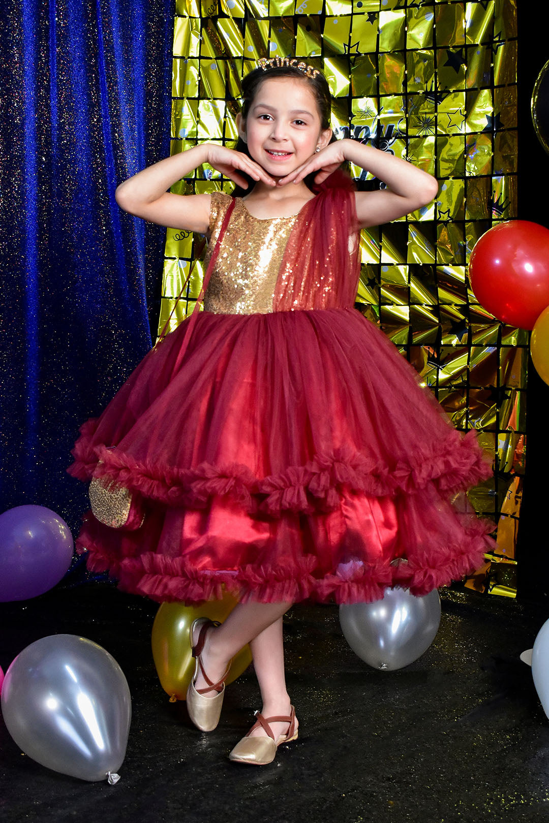 Sequins & Double Layer Net Frock | BIRTHDAY BASH | F2300