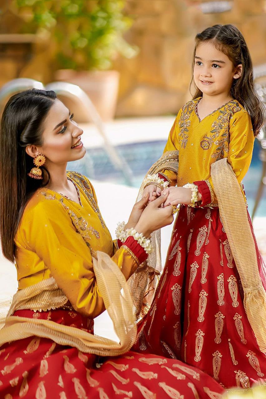 Embroidered Raw Silk Screen Print Lehenga Choli | Eid Affairs | L123036 & L3036