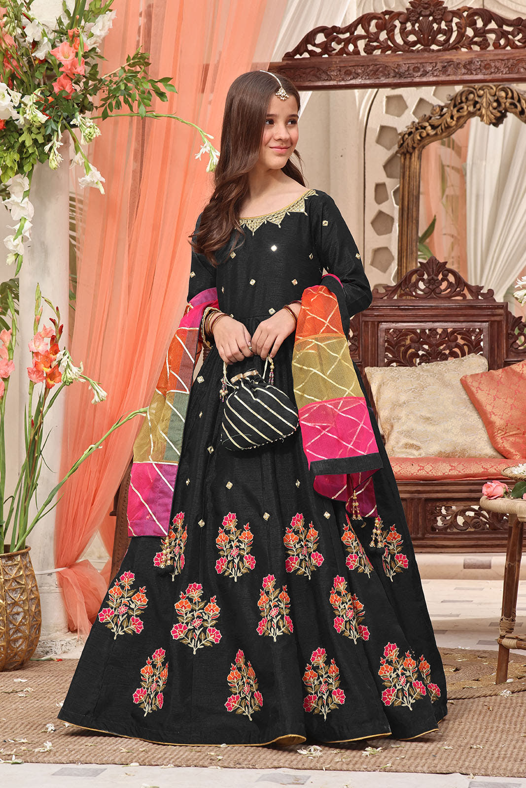 SANA'S red embroidered maxi dress Pakistan occasion wear