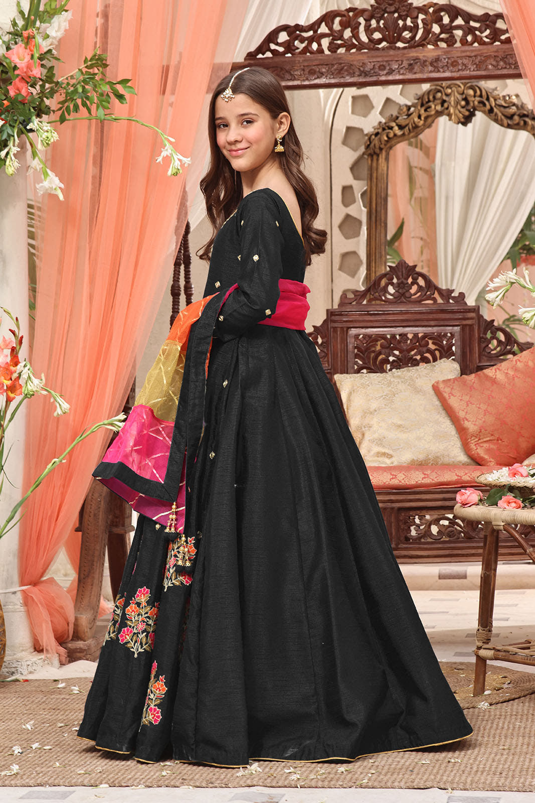 SANA'S red embroidered maxi dress Pakistan occasion wear