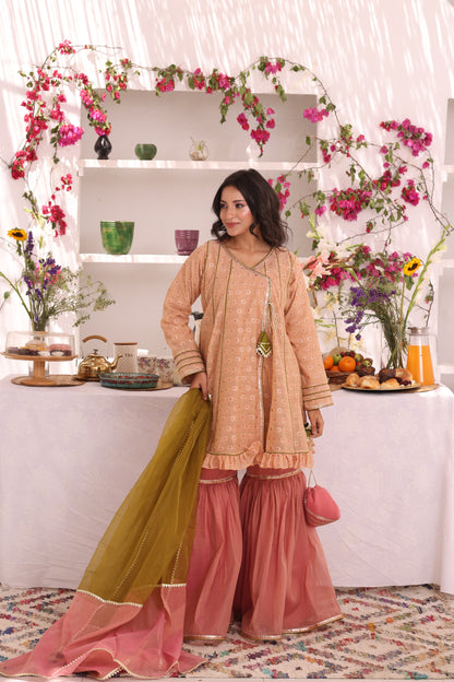 Cotton Lorex & Mesuri Gharara Suit | ZEB | G123283