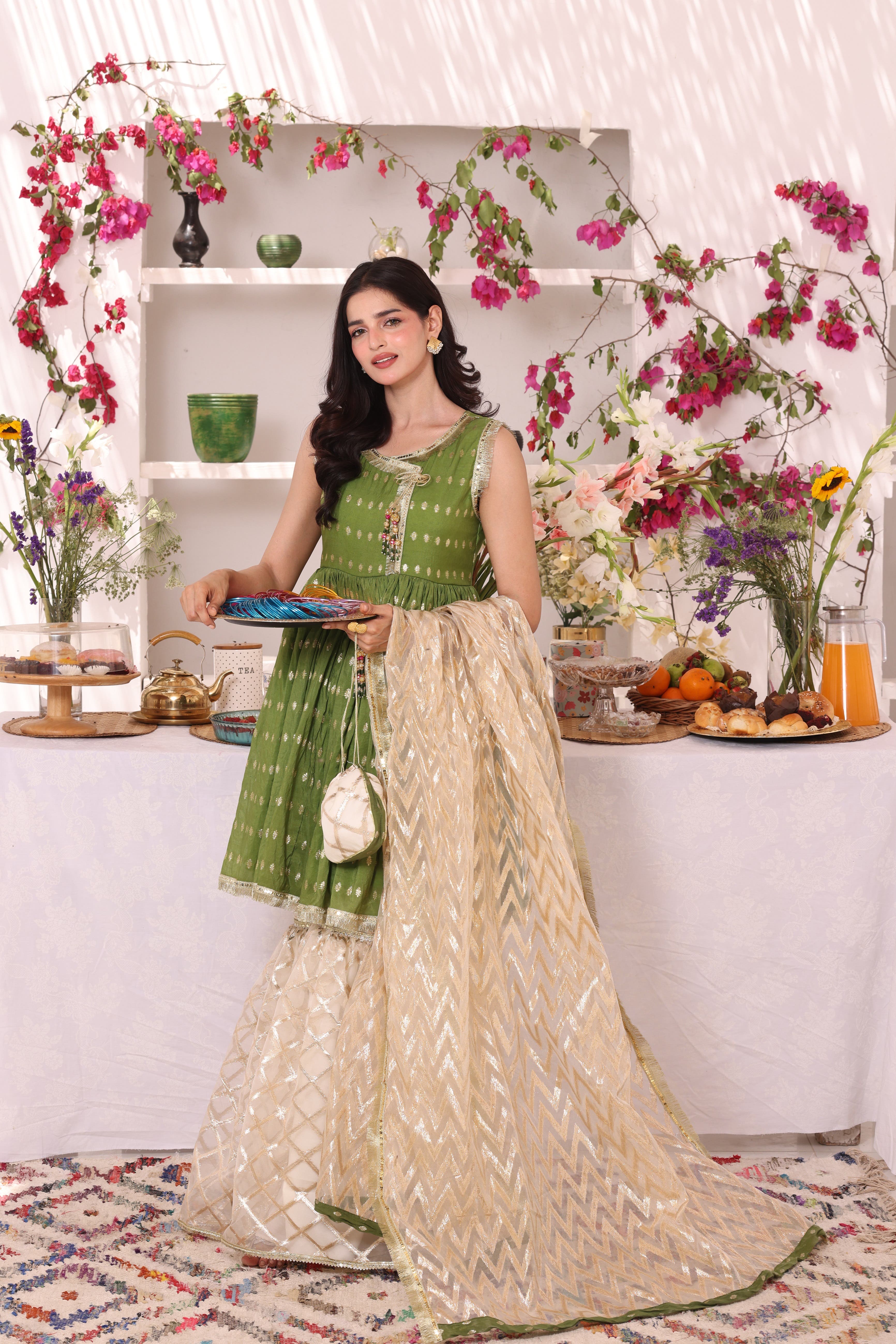 SANA'S organza gharara suit Pakistan occasion wear