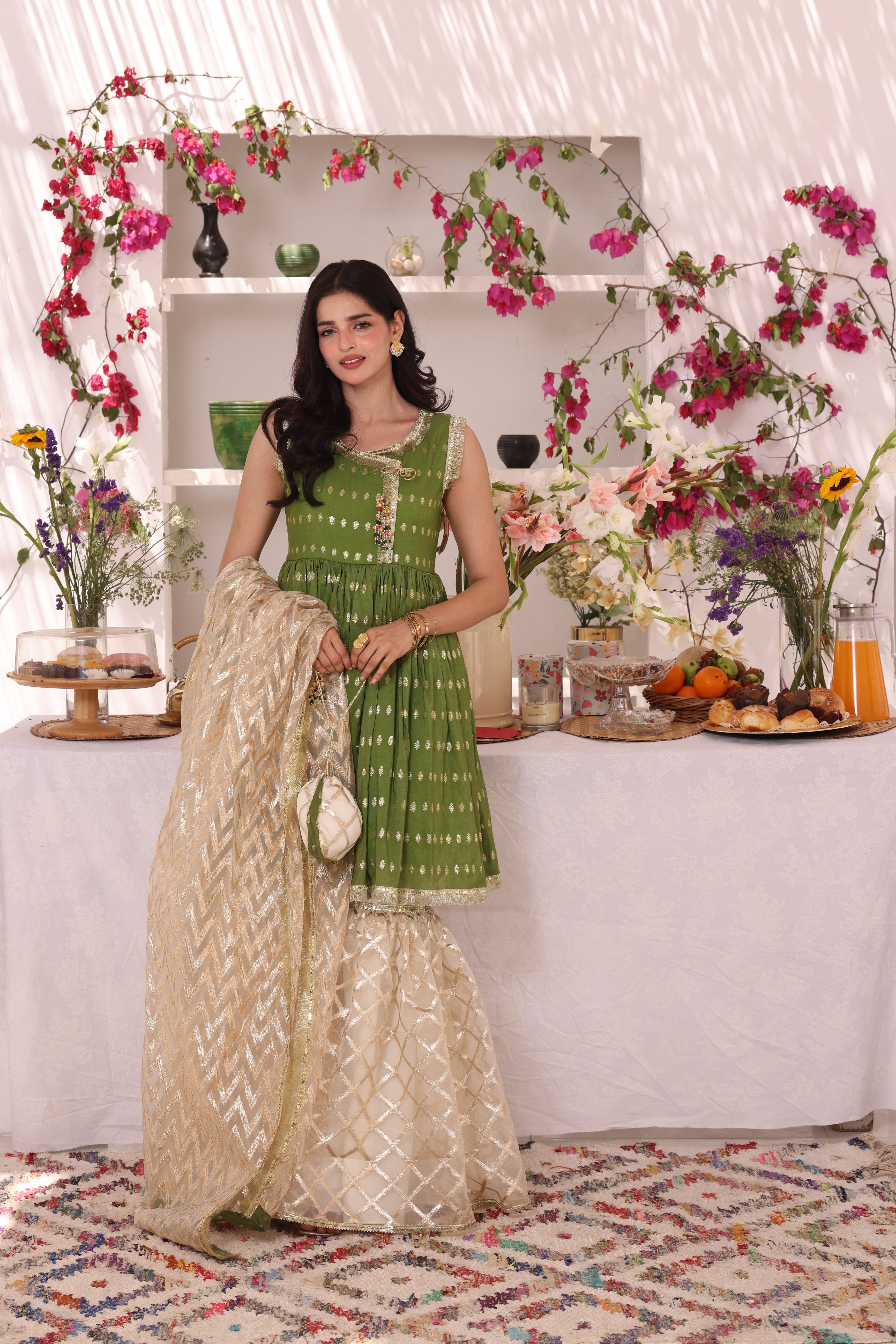 Cotton & Organza Lorex Gharara Suit | ZEB | G123284