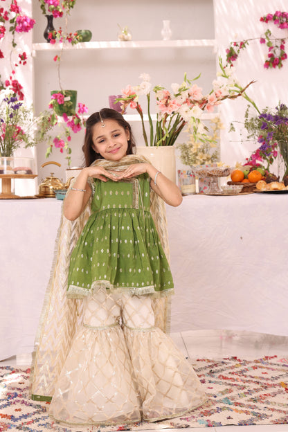 Cotton & Organza Lorex Gharara Suit | ZEB | G3284