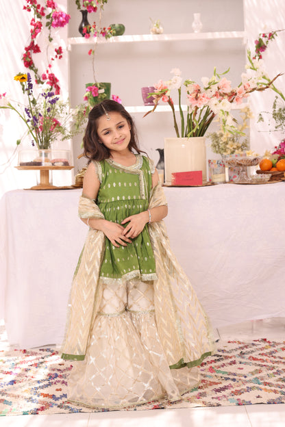 Cotton & Organza Lorex Gharara Suit | ZEB | G3284