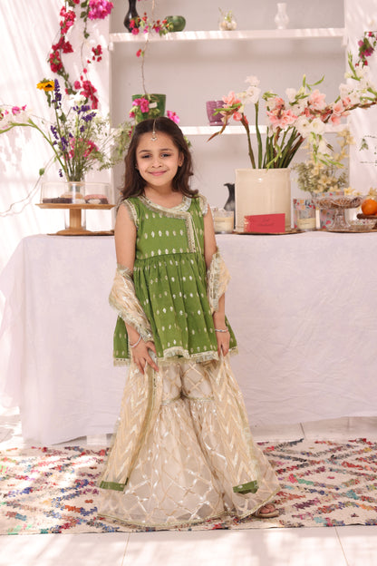 Cotton & Organza Lorex Gharara Suit | ZEB | G3284