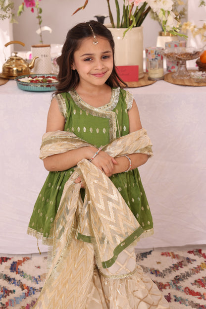 Cotton & Organza Lorex Gharara Suit | ZEB | G3284