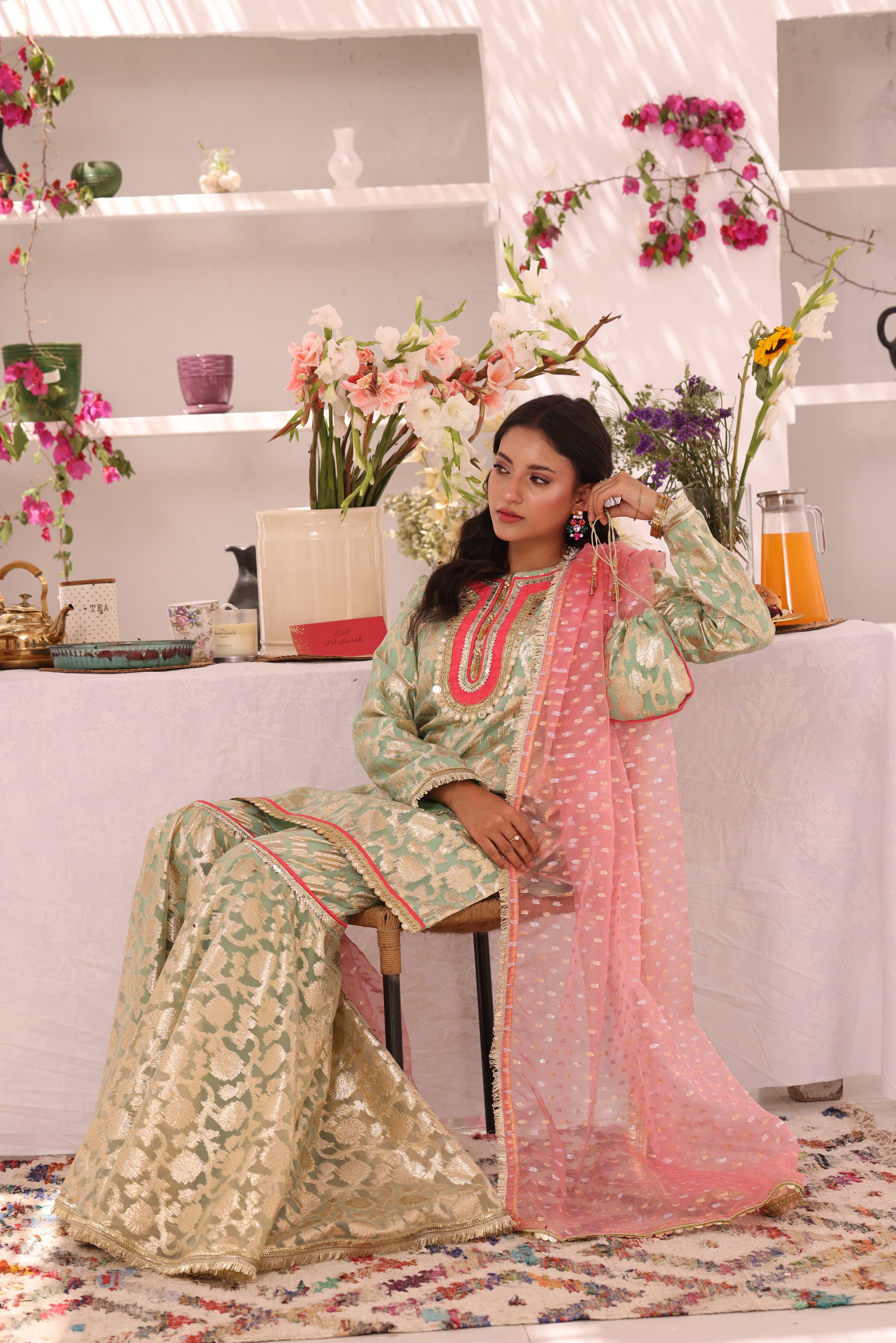 SANA'S organza gharara suit Pakistan occasion wear