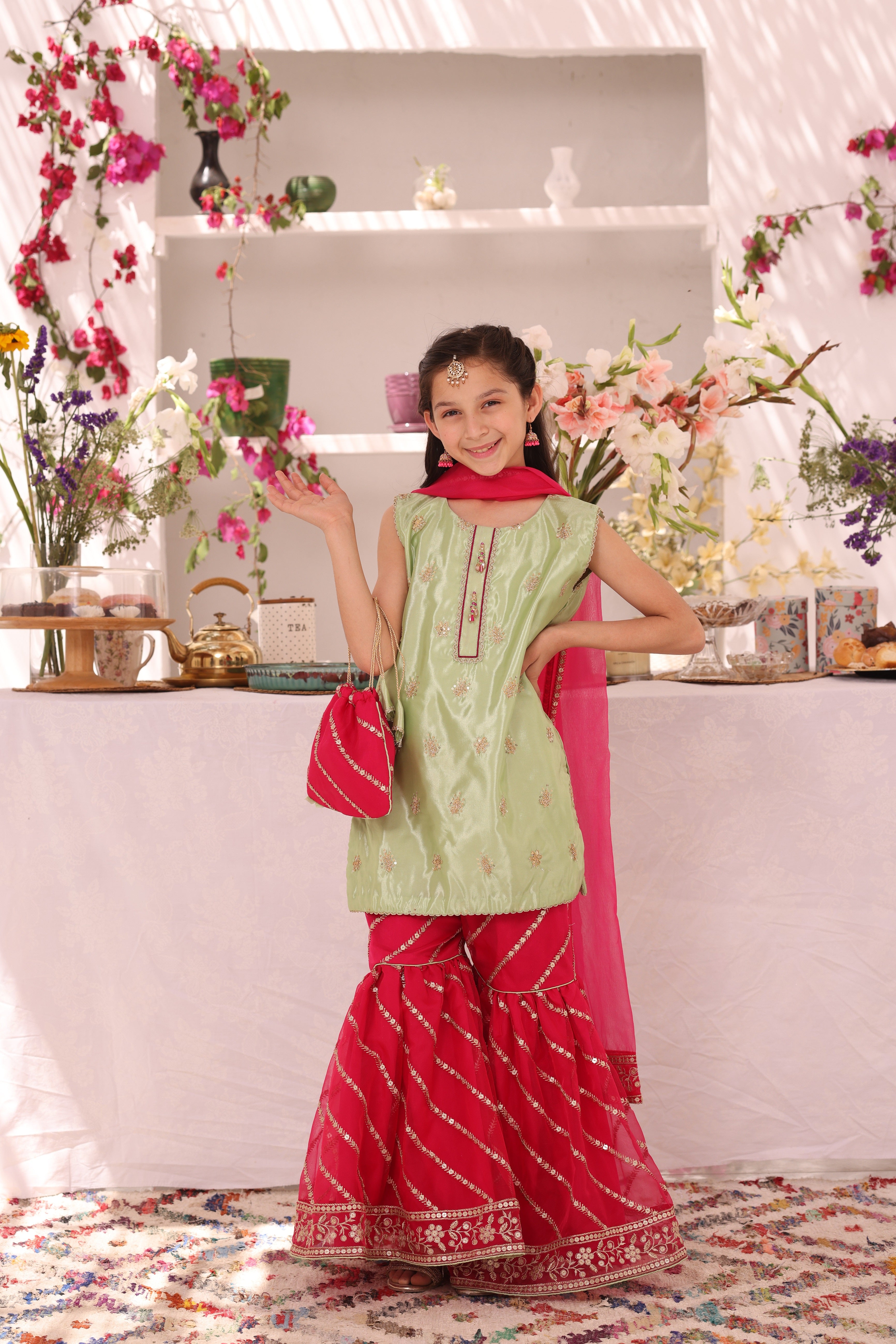 Embroidered Cotton Silk & Organza Gharara Suit | ZEB | G3286