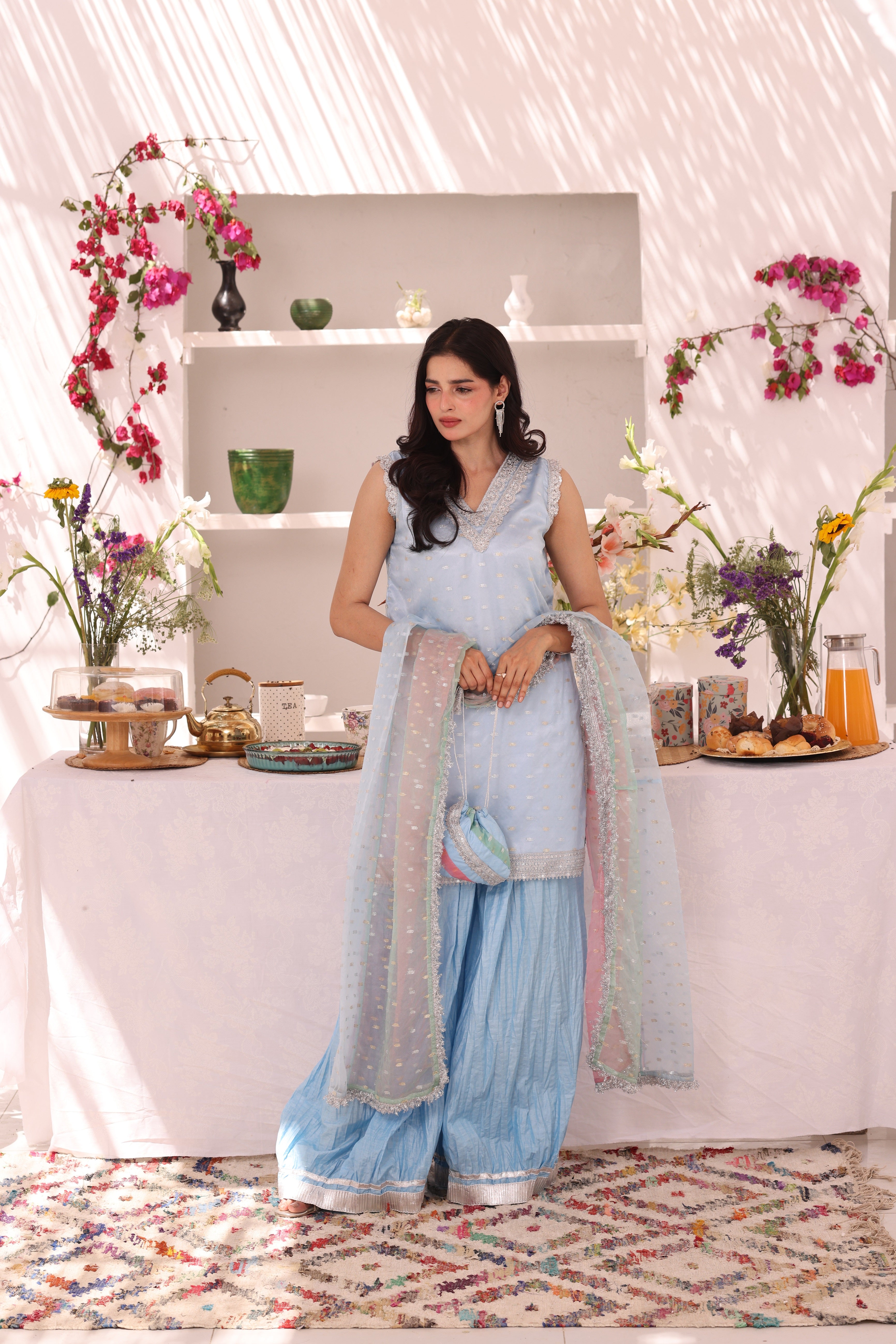 Organza Lorex & Cotton Crush Plazo Suit | ZEB | P123289