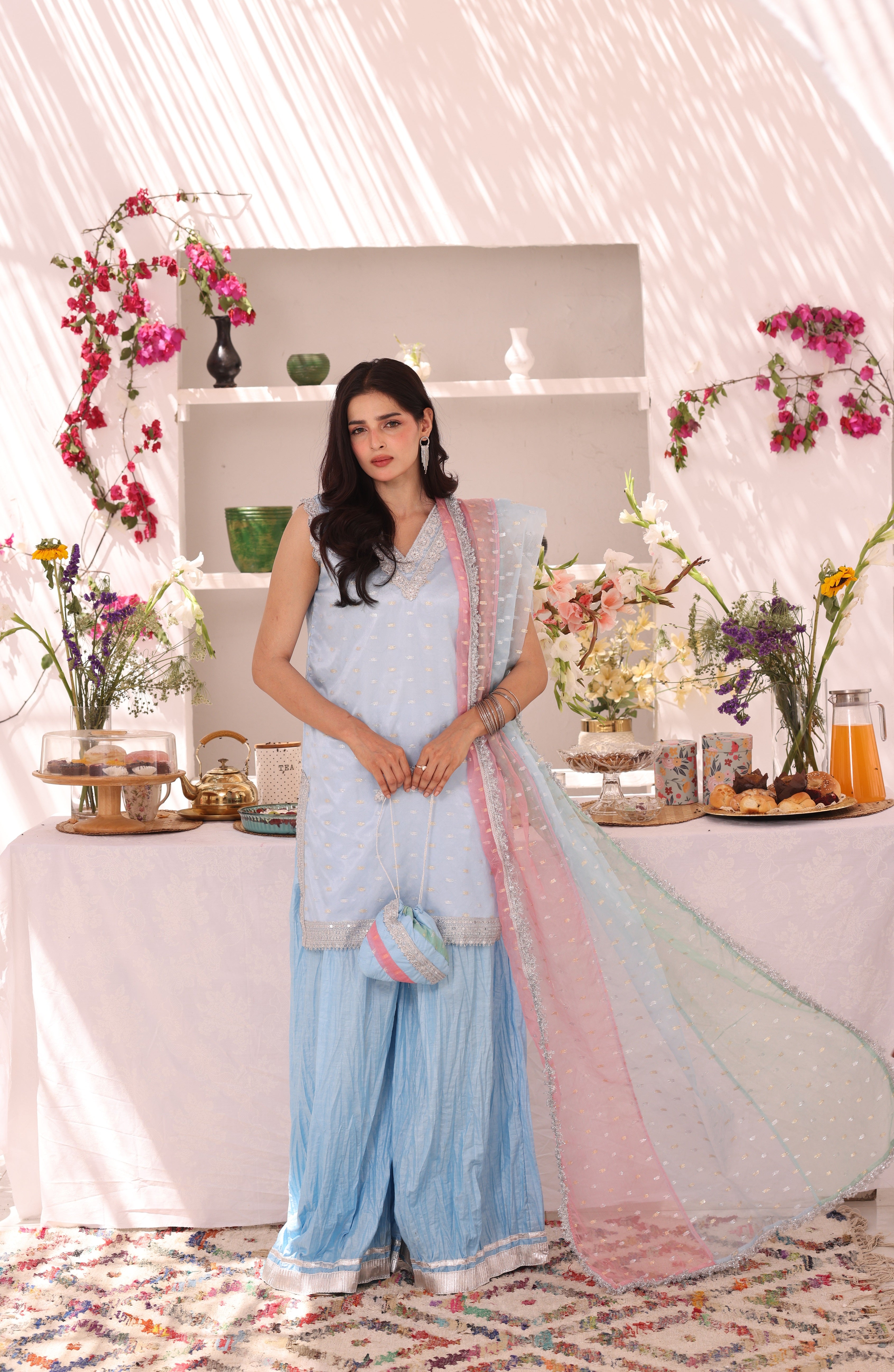 Organza Lorex & Cotton Crush Plazo Suit | ZEB | P123289