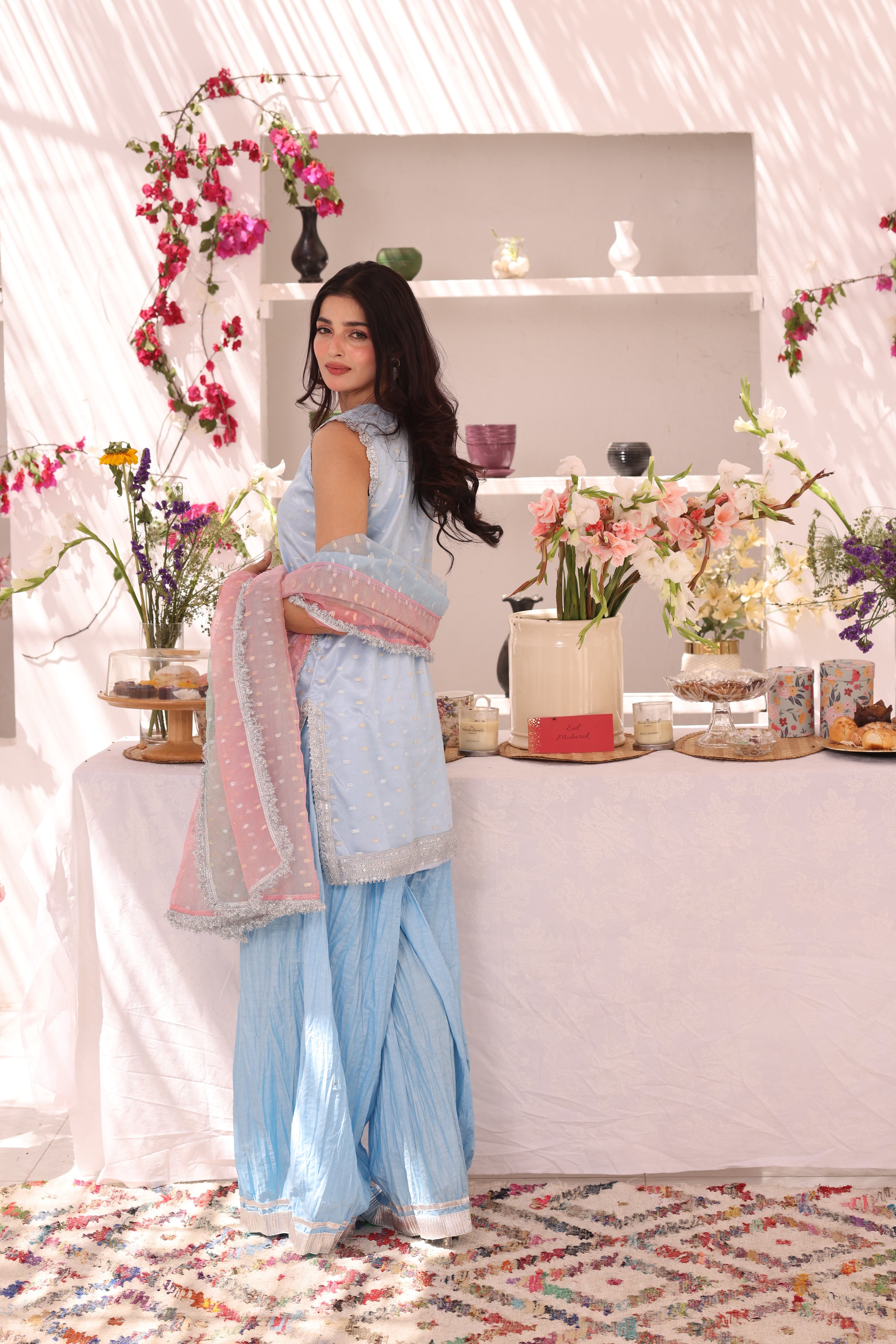 SANA'S organza plazo suit Pakistan occasion wear