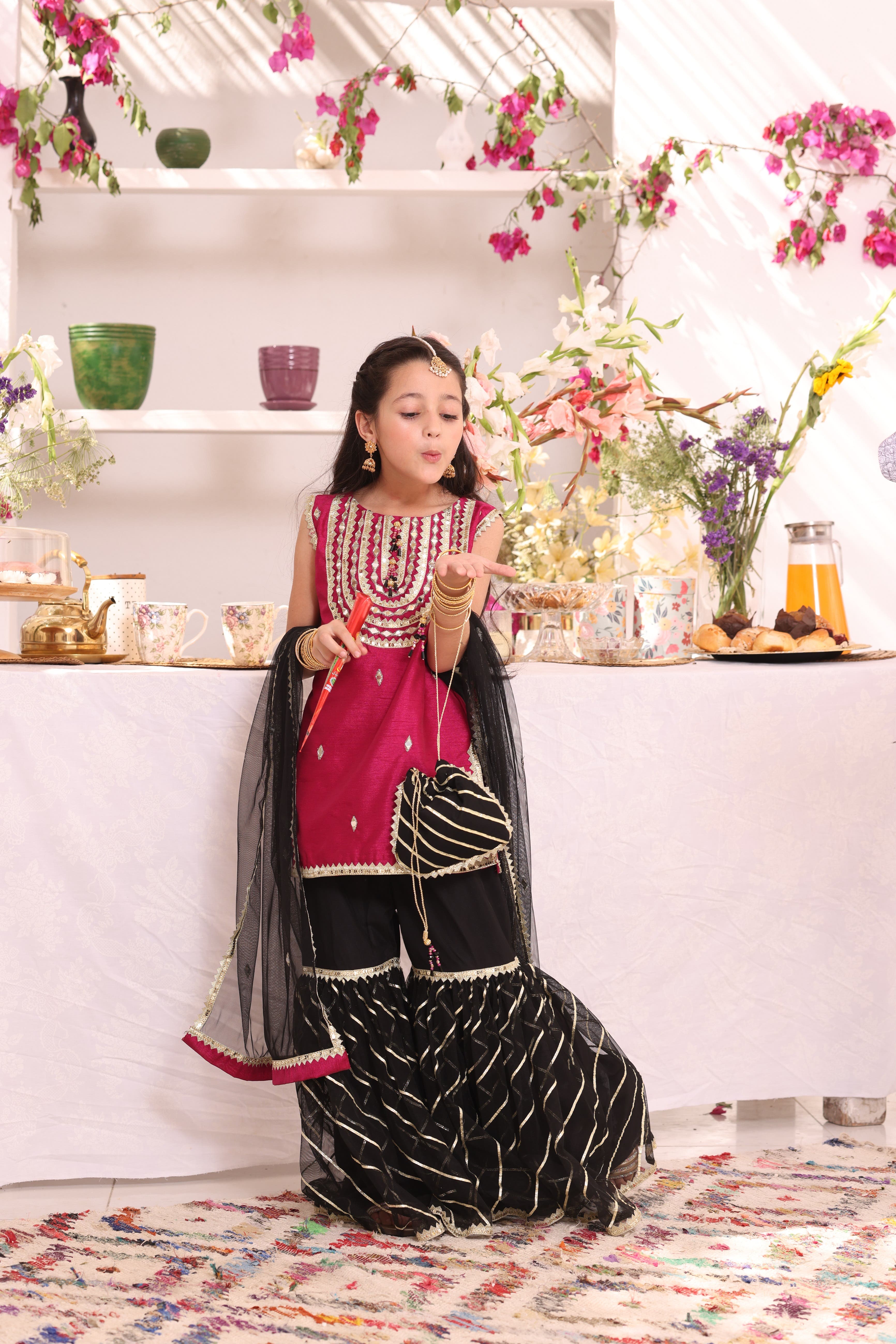 SANA'S red embroidered net gharara suit Pakistan occasion wear