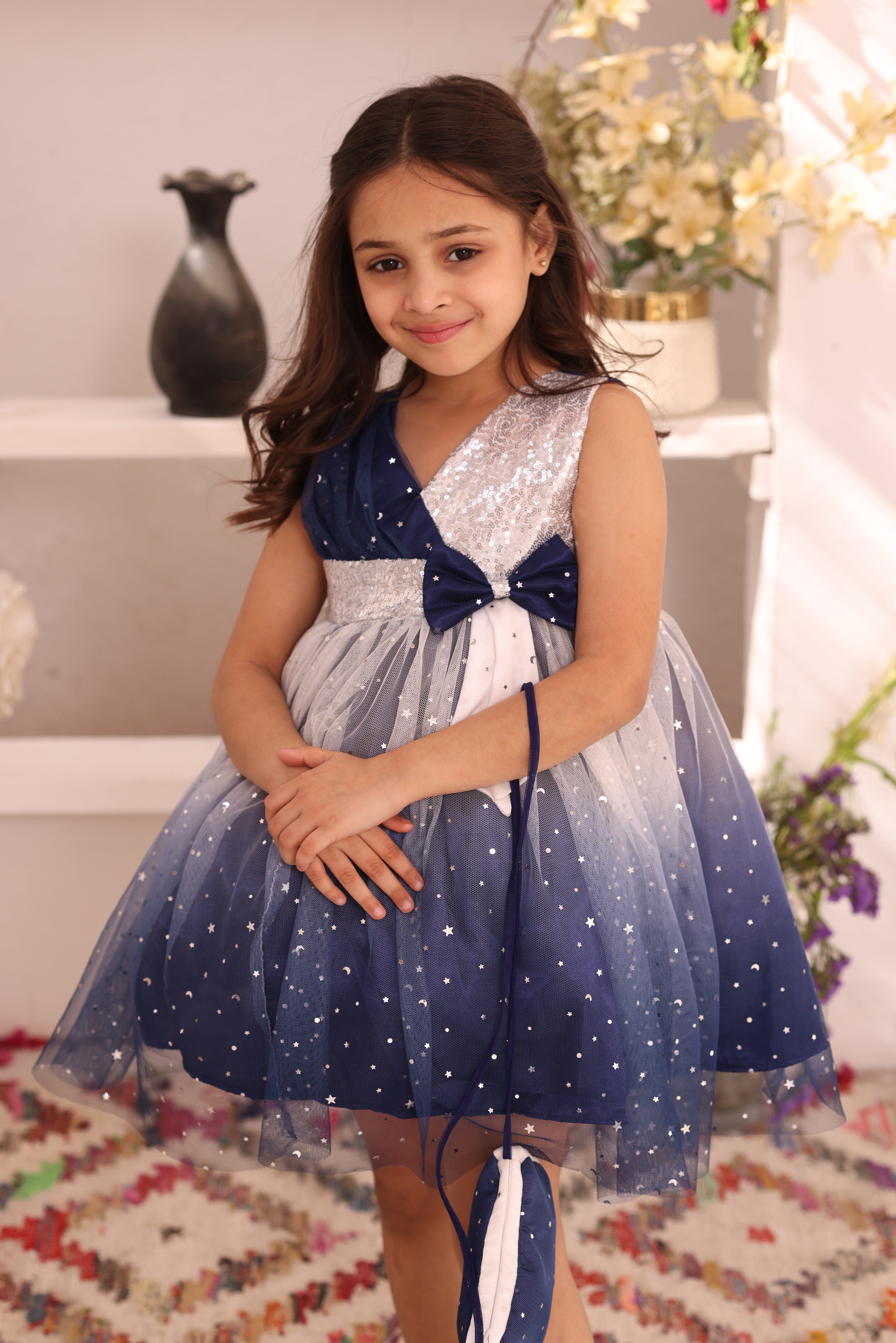 Two Tone Starry Net Frock | Eid Edit '26 | F2368