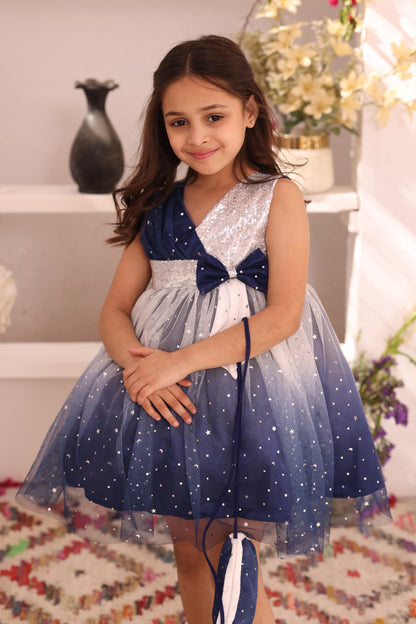 Two Tone Starry Net Frock | Eid Edit '26 | F2368