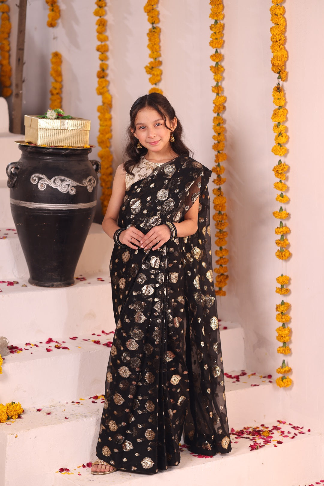 Lorex Jacquard Organza Saree | SHENDI | SR202368-G