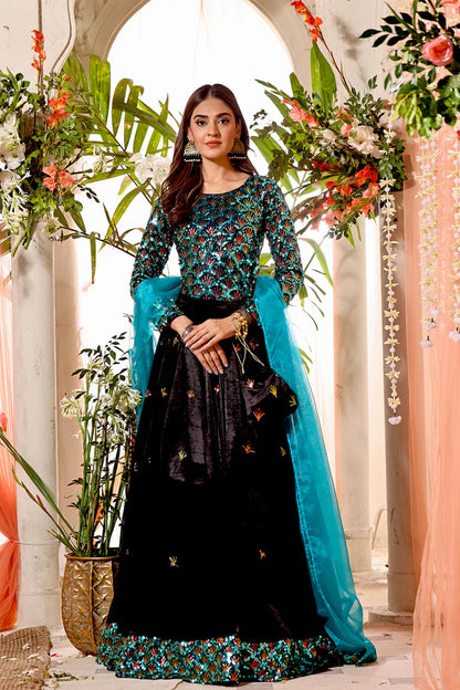 Sequins & Velvet Long Maxi | SHENDI | M123209