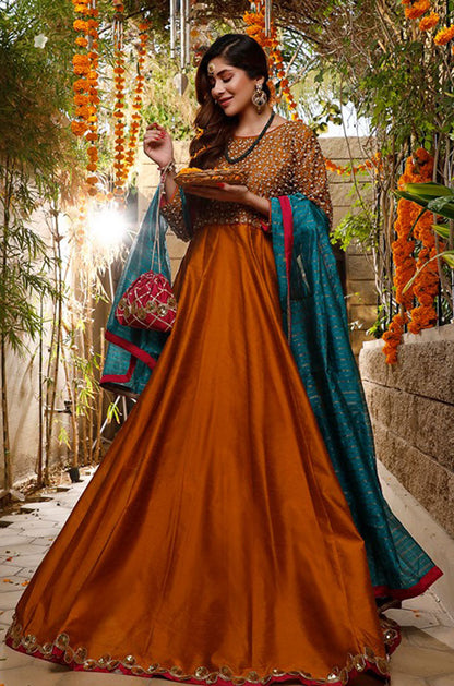 Handwork Embroidered Raw Silk Wedding Maxi | WC1920 | M202323