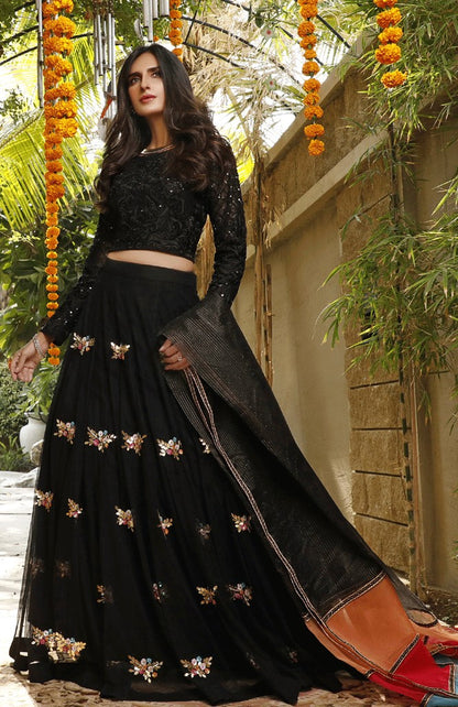 women handwork embroidered net zari lehenga choli Pakistan wedding wear
