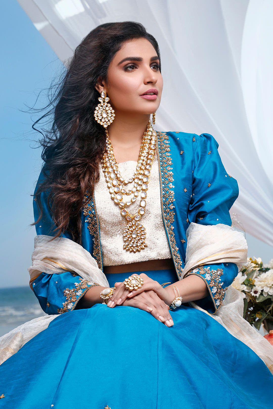 SANA'S red embroidered raw silk lehenga Pakistan occasion wear