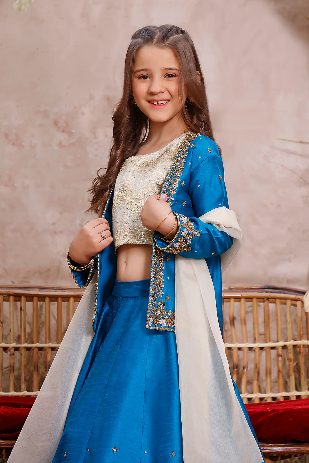 SANA'S red embroidered raw silk lehenga Pakistan occasion wear