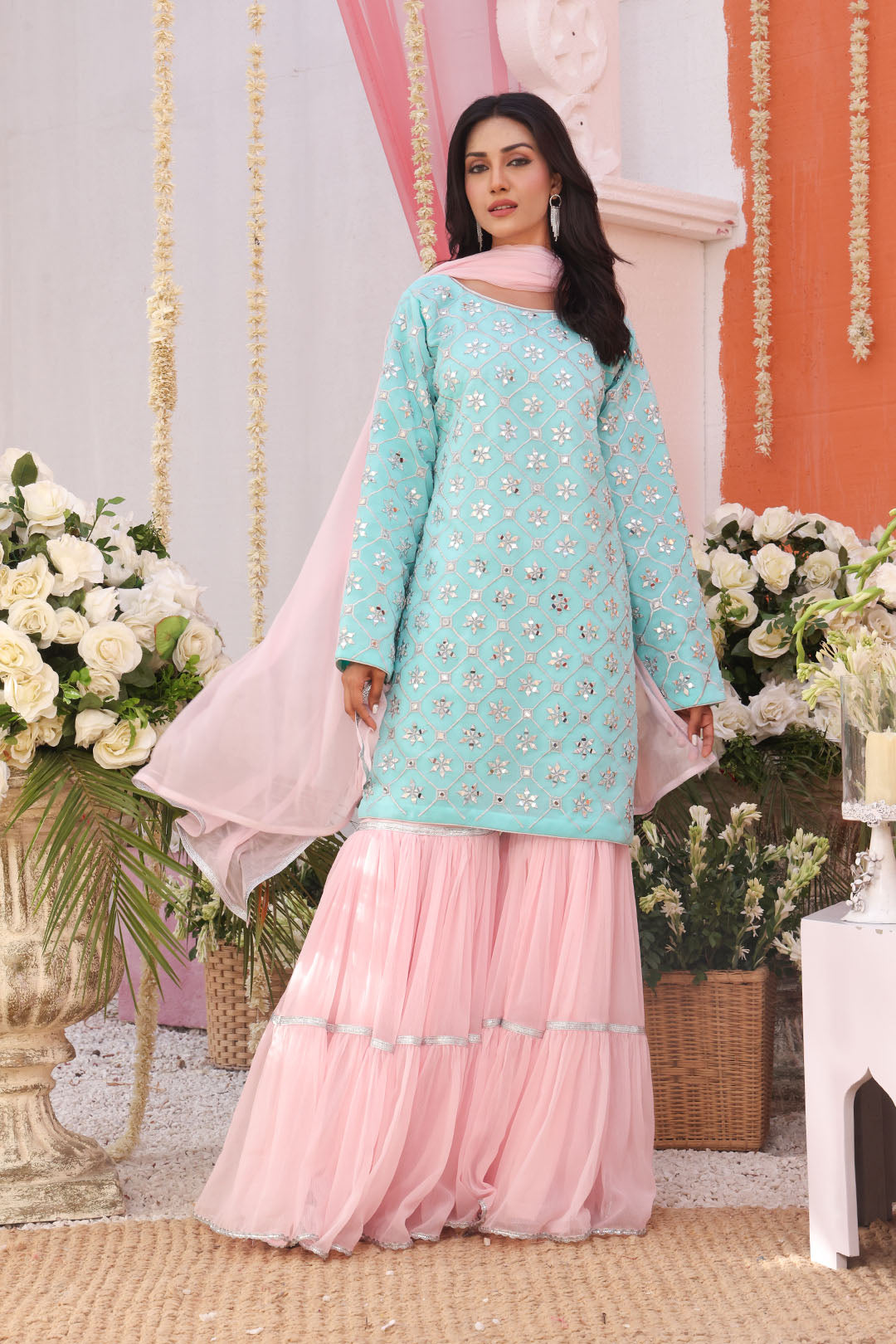Mirror Embroidered Gharara Suit | TEHWAAR | G123126