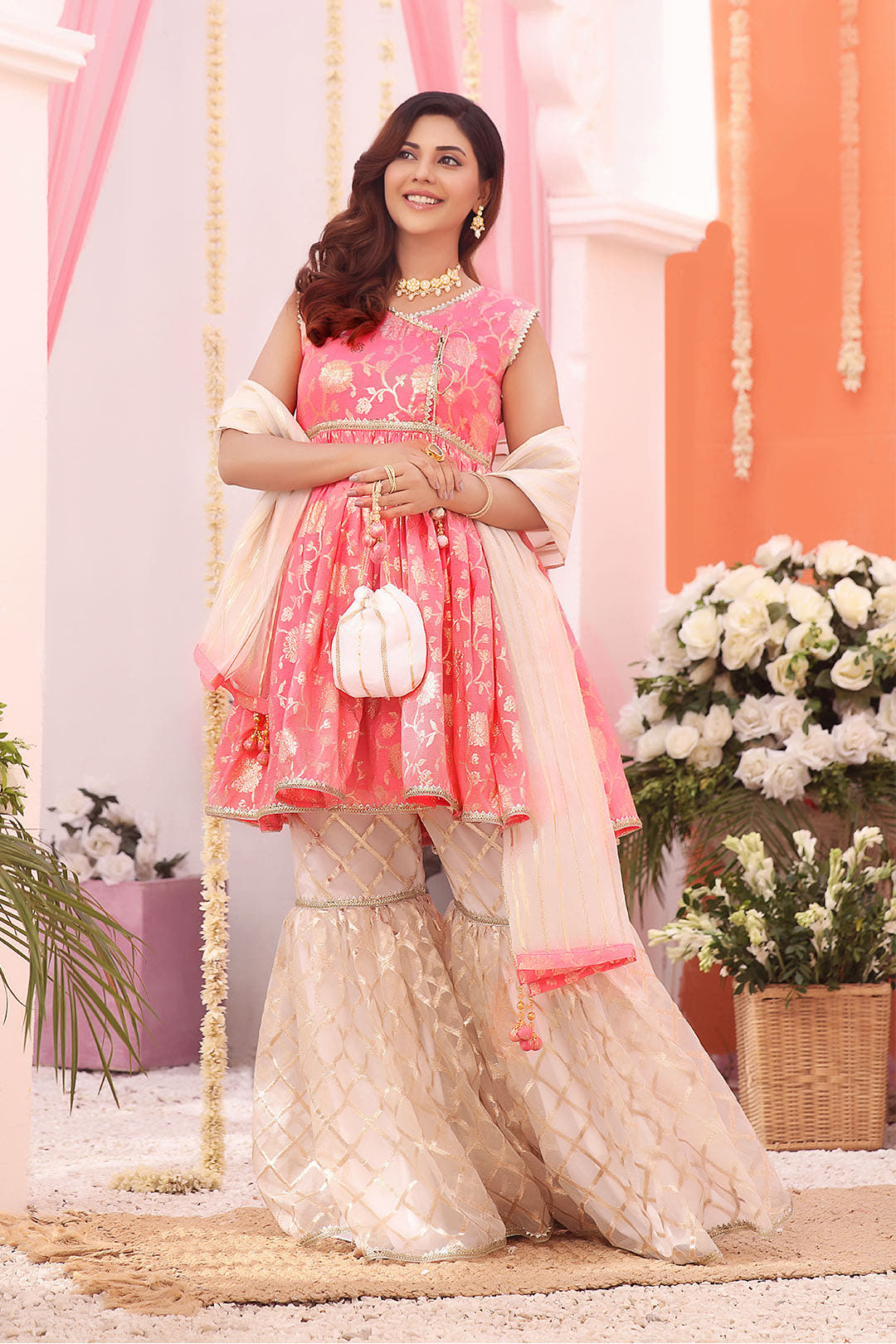 SANA'S cotton gharara suit Pakistan occasion wear