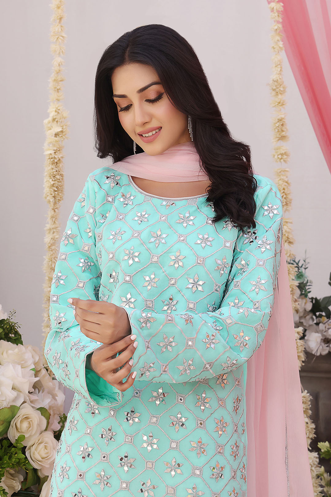 Mirror Embroidered Gharara Suit | TEHWAAR | G123126