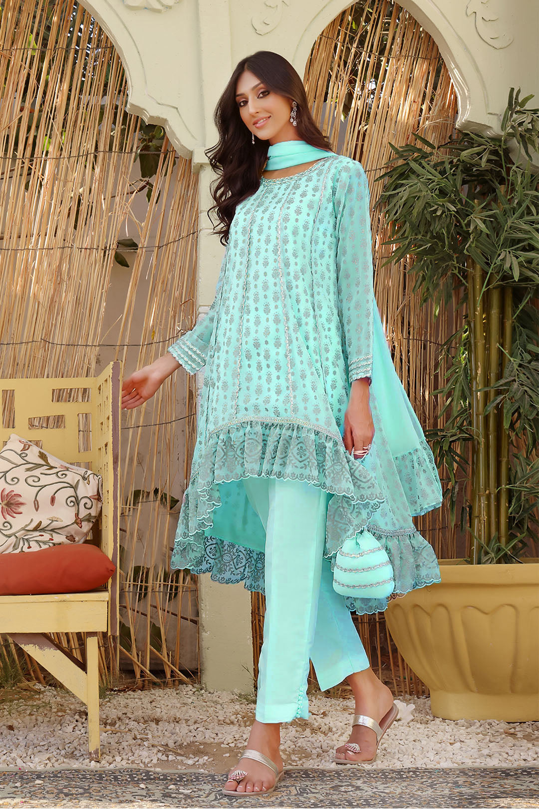 Screen Printed Chiffon 3pc Suit | TEHWAAR | S123103