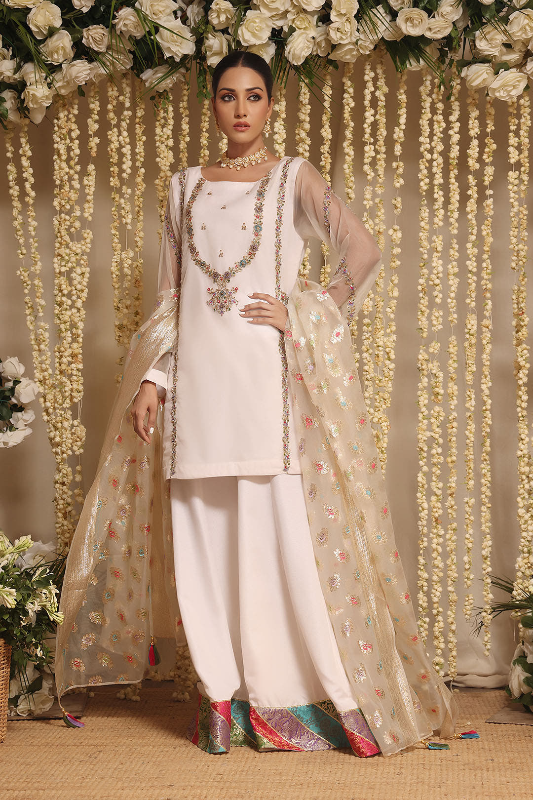 SANA'S red embroidered suit Pakistan occasion wear