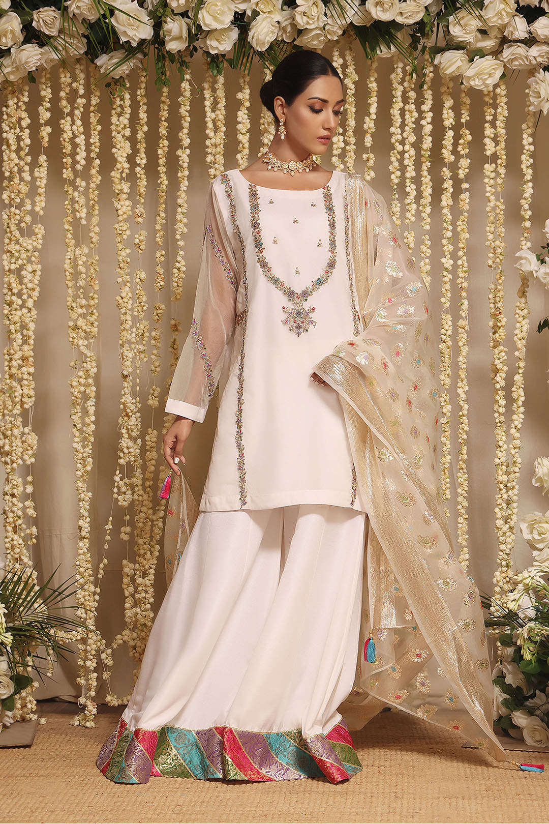 SANA'S red embroidered suit Pakistan occasion wear