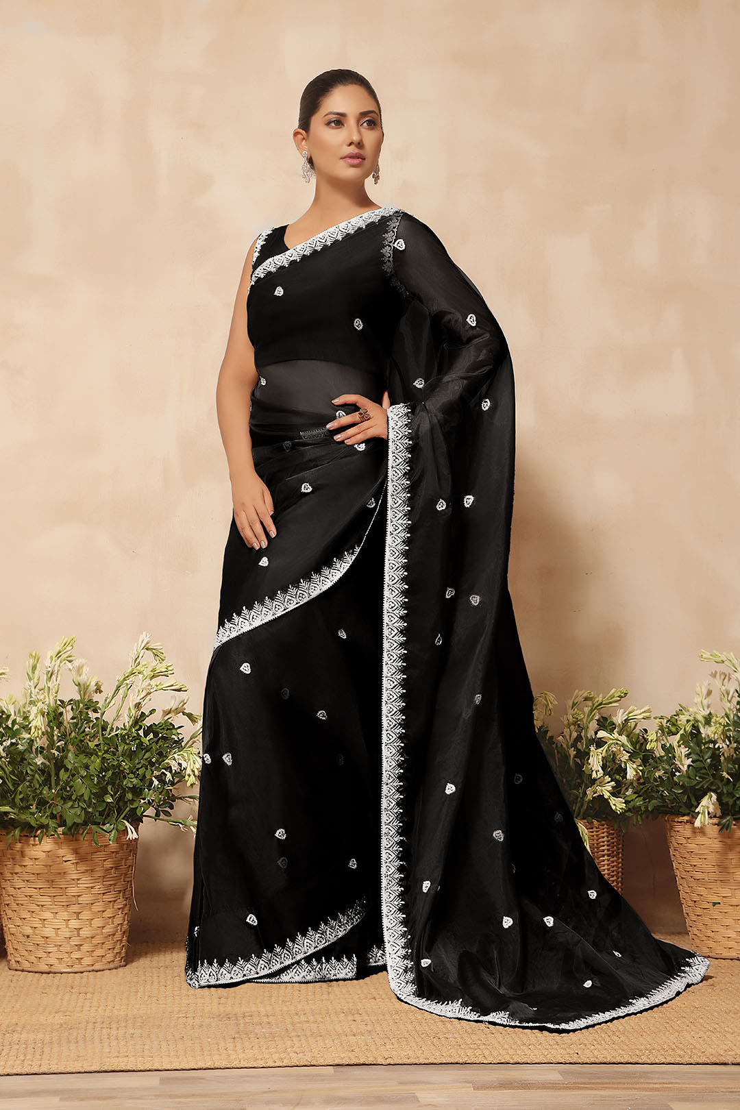 SANA'S red aari organza saree Pakistan occasion wear