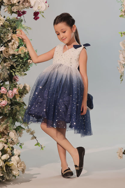 Two Tone Starry Net Frock | Winter Festive | F2343