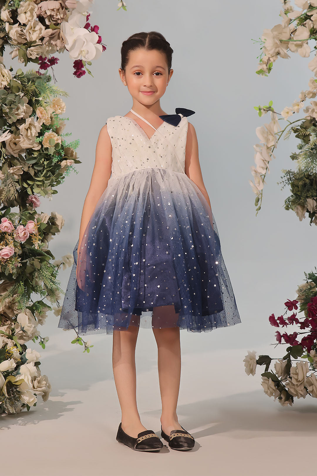 Two Tone Starry Net Frock | Winter Festive | F2343