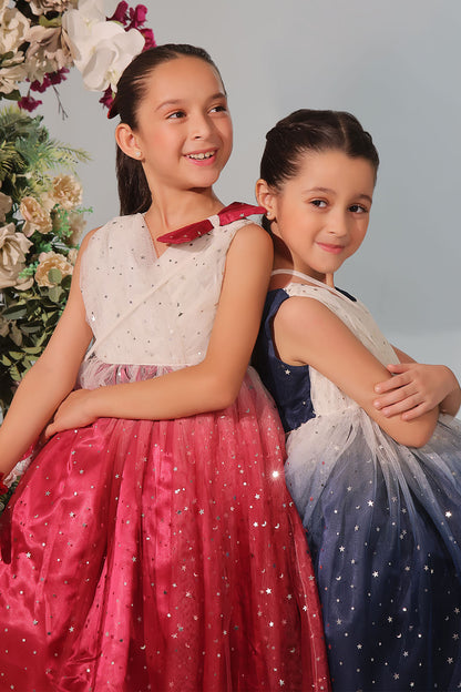 Two Tone Starry Net Frock | Winter Festive | F2343