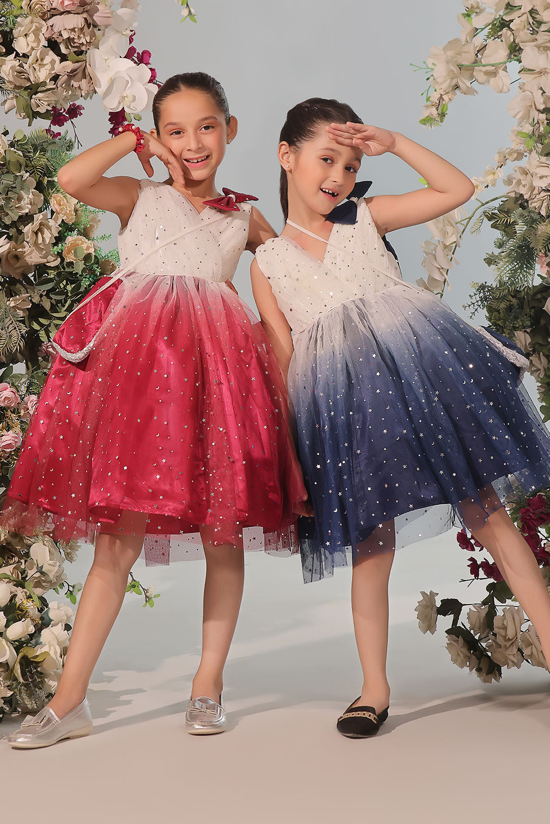 Two Tone Starry Net Frock | Winter Festive | F2343