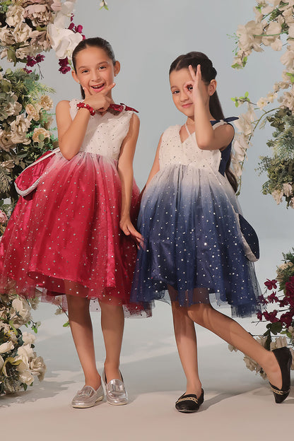 Two Tone Starry Net Frock | Winter Festive | F2343