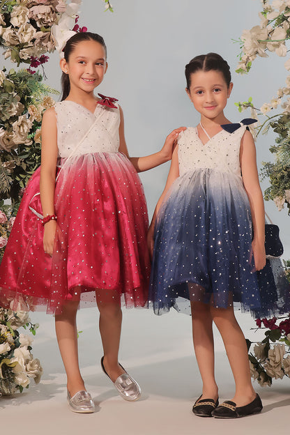 Two Tone Starry Net Frock | Winter Festive | F2343