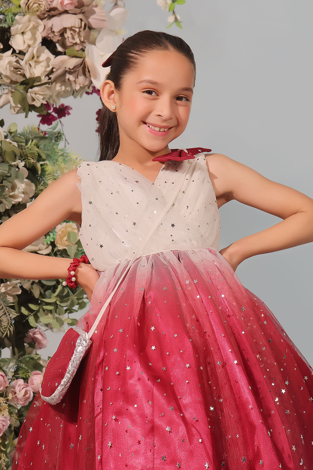 Two Tone Starry Net Frock | Winter Festive | F2343