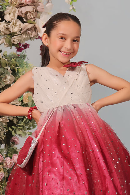 Two Tone Starry Net Frock | Winter Festive | F2343