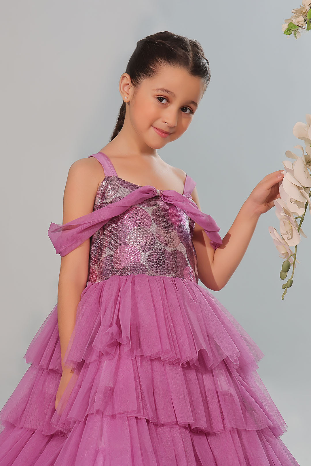 Sequins Multi Layers Net Gown | Winter Festive | WM3242