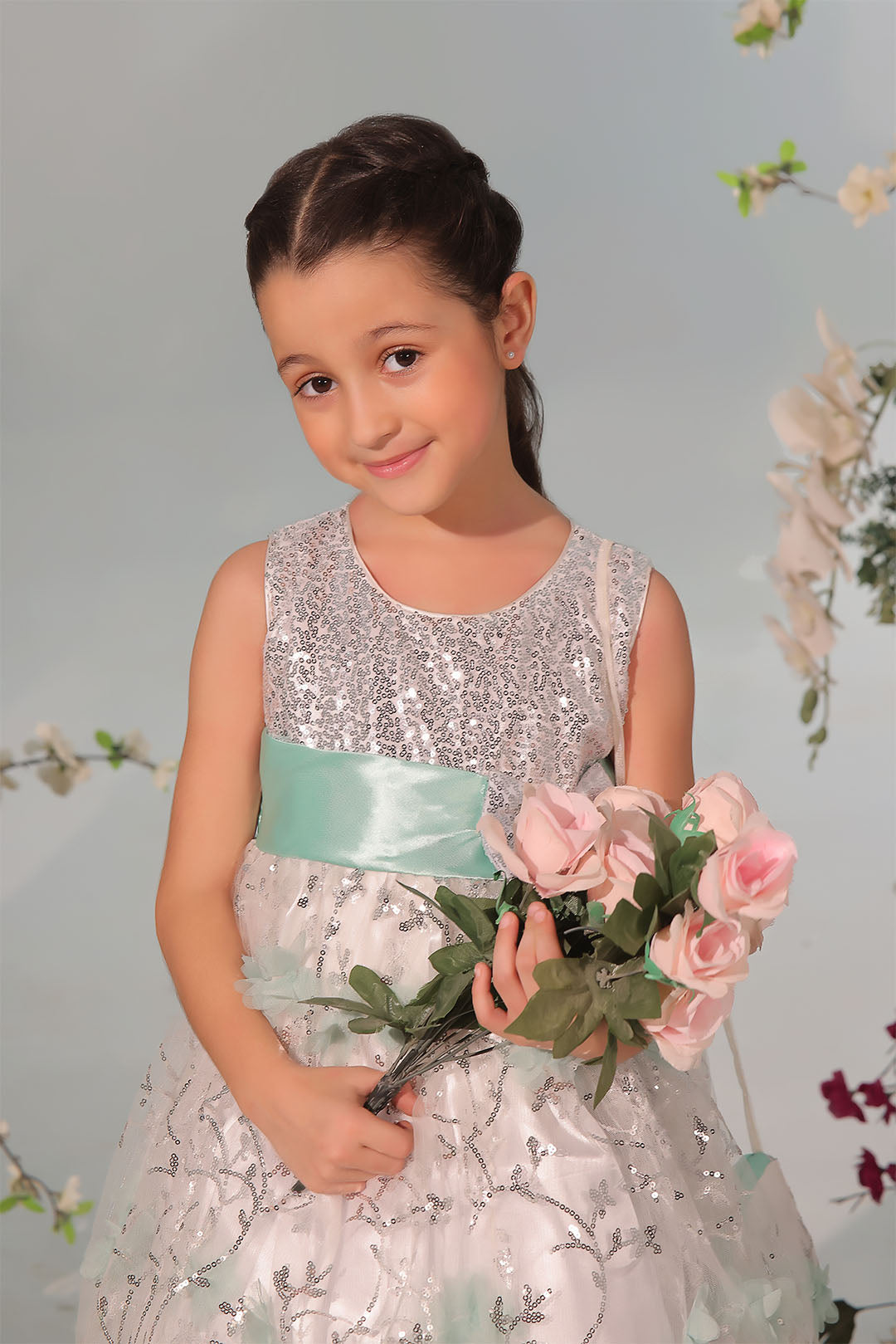 Origami Flowers Sequins Frock | Winter Festive | F2344