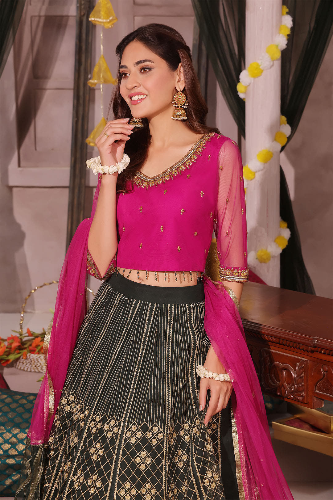 SANA'S red embroidered lehenga Pakistan occasion wear