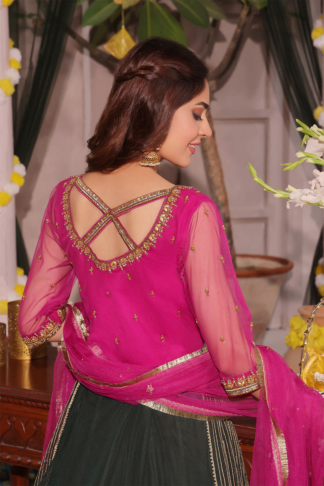 SANA'S red embroidered lehenga Pakistan occasion wear