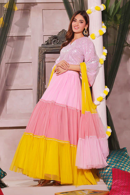 Sequins Net Lehenga Choli | SHENDI | L123226